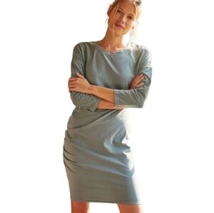 Anthropologie Sundry Light Moss Green Shirred Mini ‎ 3/4 Sleeve Dress Size 2